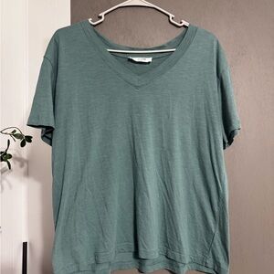 Double Zero V-neck Tee in Sage Green